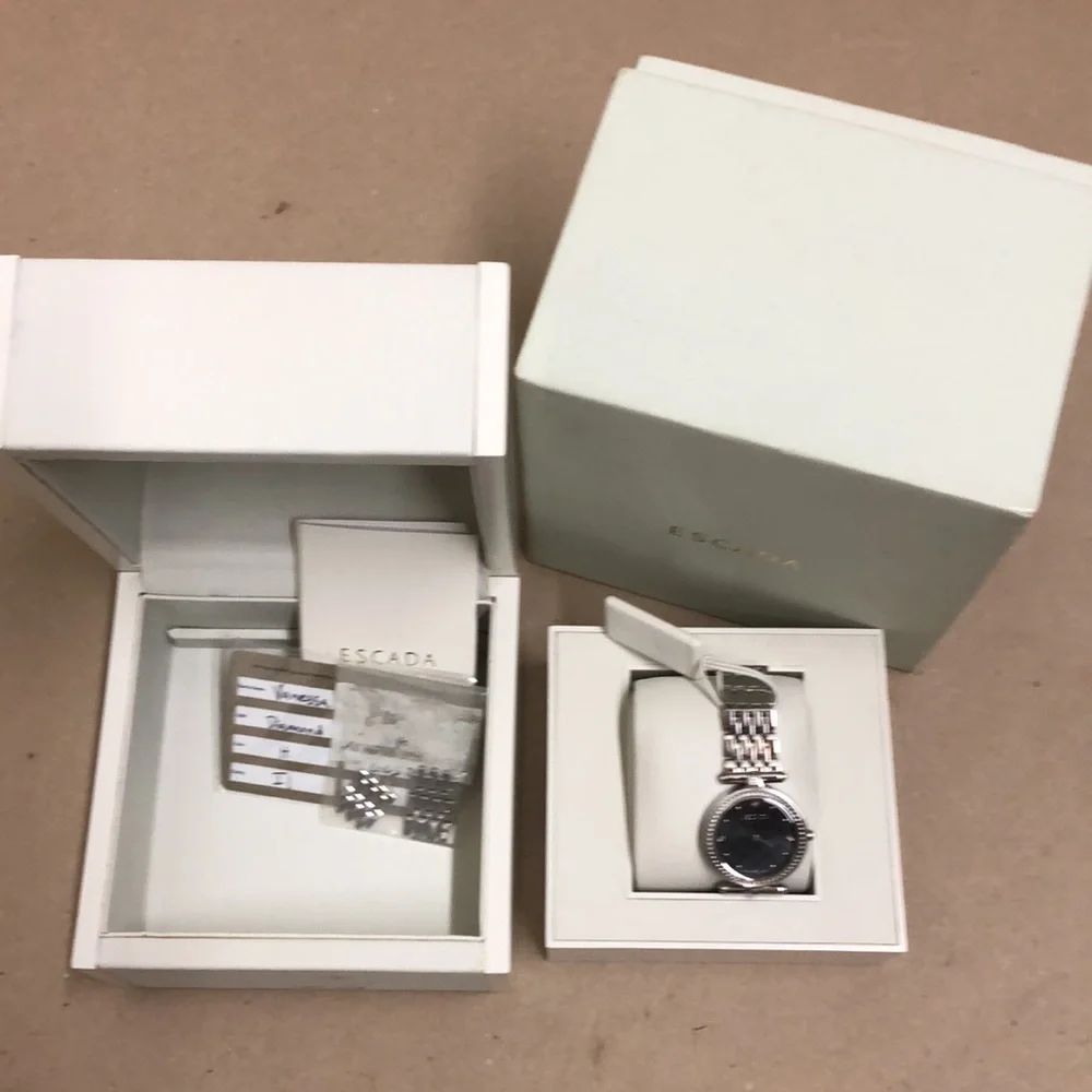 Escada Vanessa Stainless Steel Mini Diamond Watch Silver Black